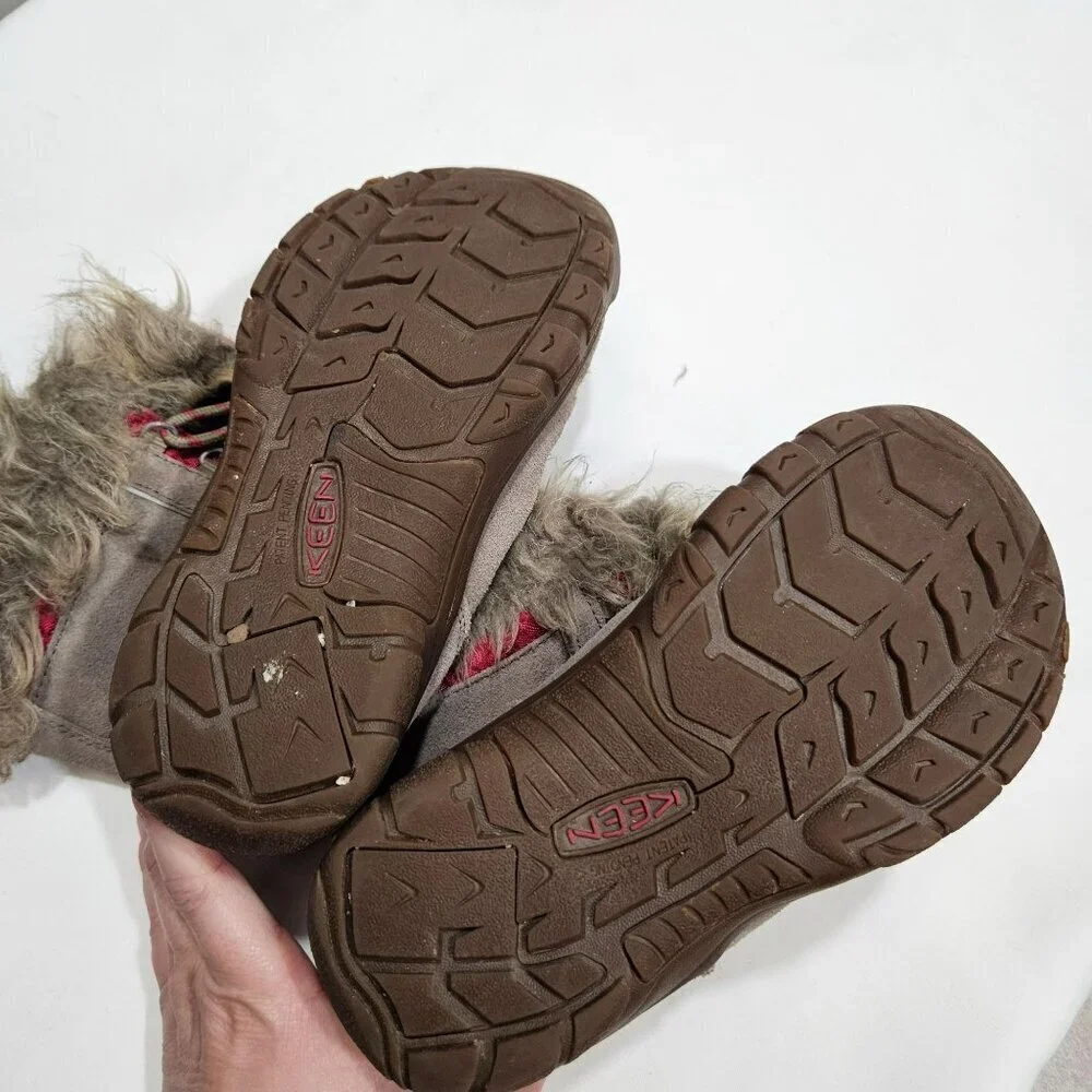 KEEN Kids Insulated Winter Boots Waterproof Slip on Pink‎ Brown